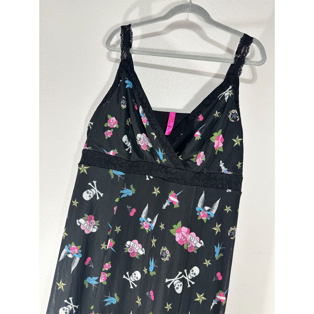 Betsey Johnson x Torrid Mesh Tattoo Midi Slip Dress PLUS 2X Lace Straps Skull BG - Picture 11 of 11